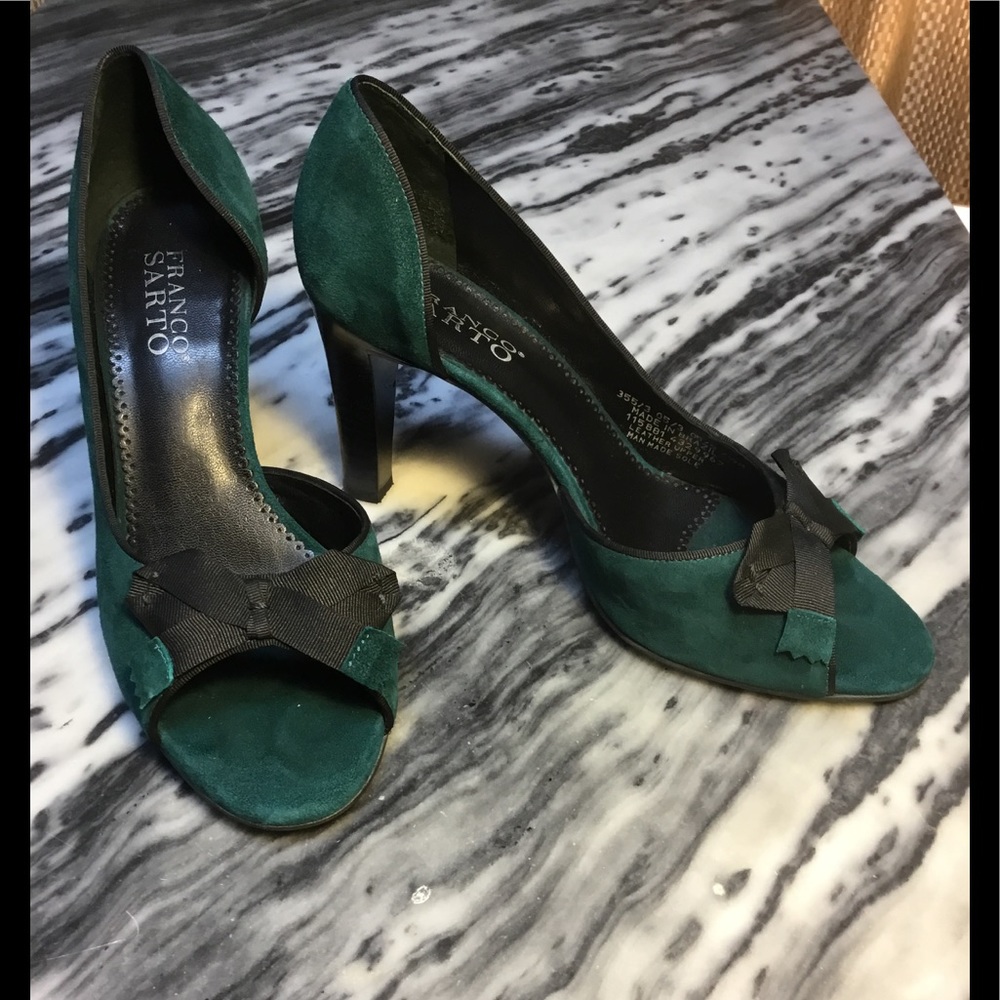 Franco Sarto green leather 3 in heel /7.5